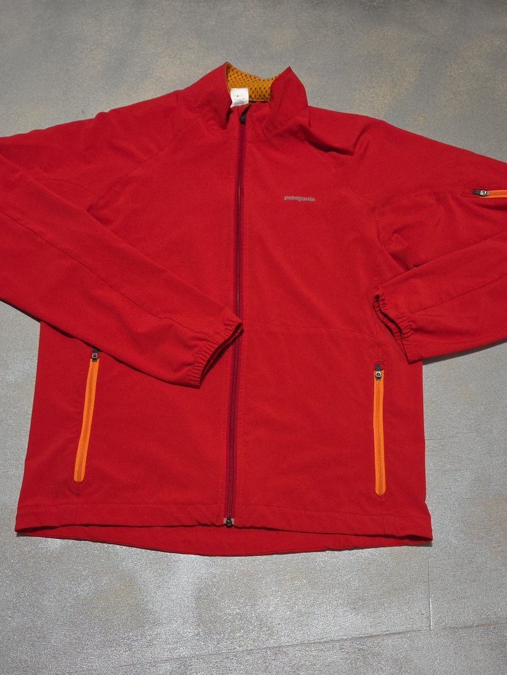 Patagonia Red Jacket with Orange Zip Details
